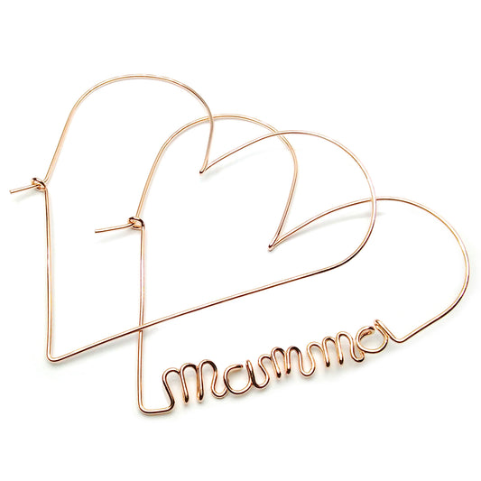 orecchini in argento 925 placcato oro rosa filo piegato a mano con scritta personalizzabile nome lettera iniziale figlio figlia sorella amica bff