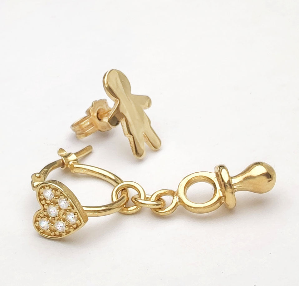 gioielli per neo mamme orecchini argento placcato oro giallo bambino bambina alice dodo imitazione 