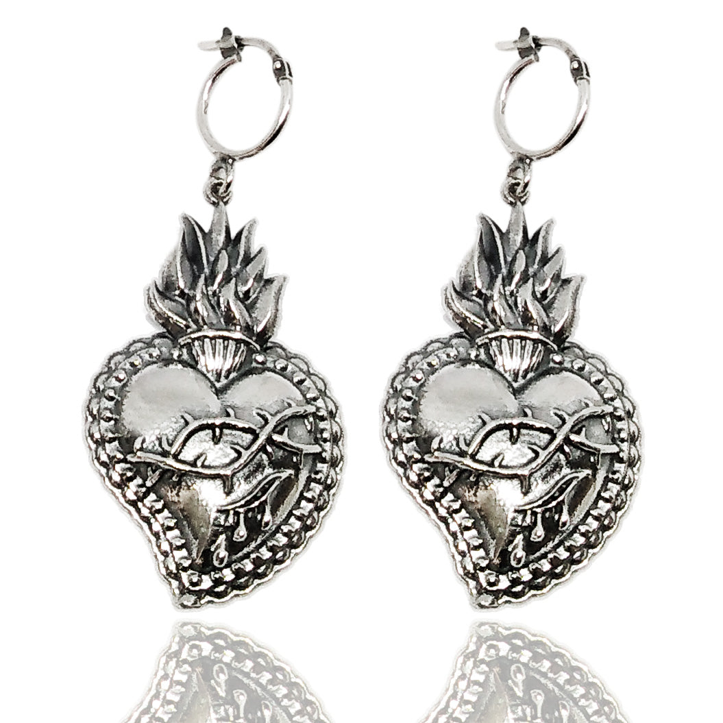 orecchini sacro cuore ex voto in argento – ViMon gioielli