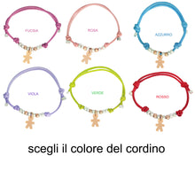 Carica l&#39;immagine nel visualizzatore di Gallery, braccialini cordino filo cerato grannelli argento 925 ciondolo pendente charm bimbo bambino neonato battesimo
