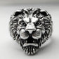 lion ring anello testa di leone realistica 3d argento nero antico guess raspini di giuda stile gotico punk rock prezzo conveniente basso in offerta