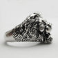 anello a forma di testa di leone realistica in argento nero antico disponibili tutte le misure taglie stile gomorra suburra cruciani rock punk soons of anarchy