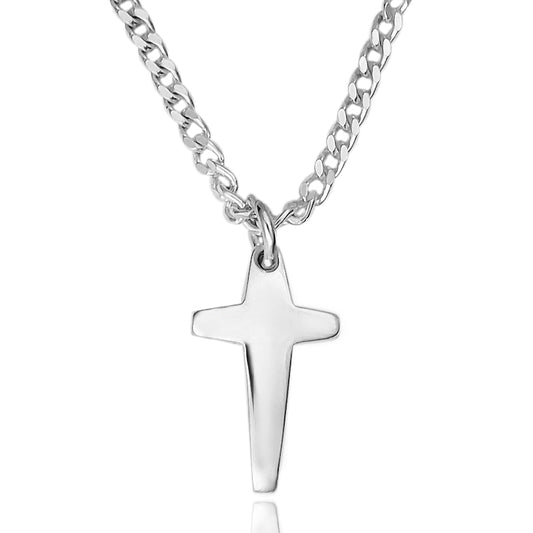 Collana grumetta argento 925 uomo con croce stilizzata vista frontale